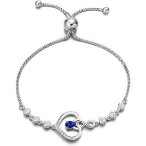 Birthstone Tennis Infinity Love Bracelet - 09 Sept - Sapphire